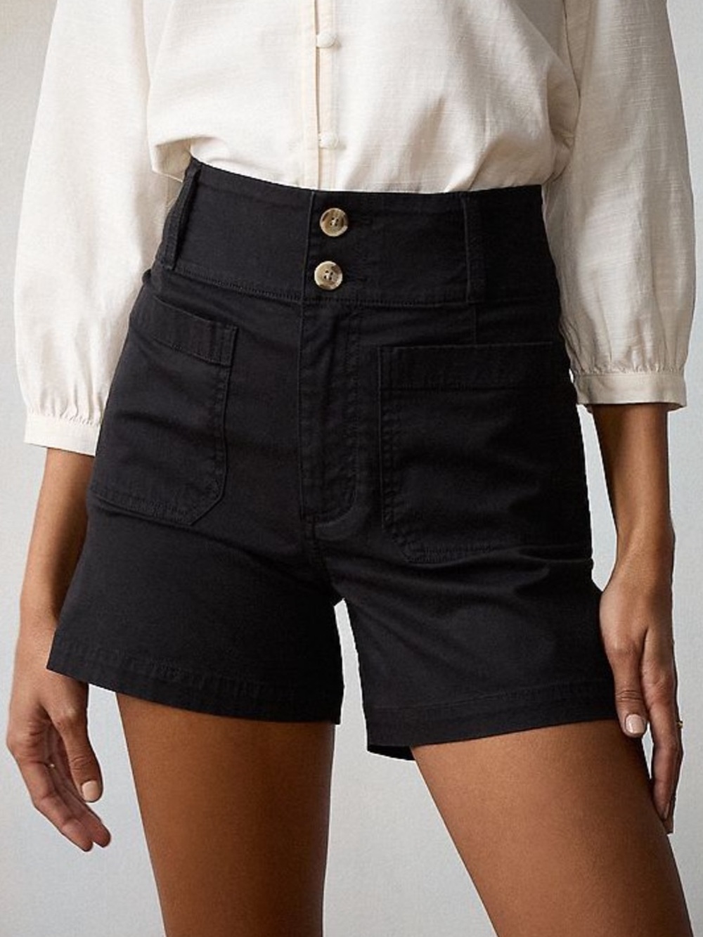 NWOT LC Lauren Conrad Boho Super High Rise Patch Pocket Twill Shorts Black 16